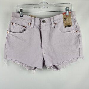 LEVIS Shorts Womens 31x3 Lilac Purple 501 High Rise Button Fly Jean Short NWT